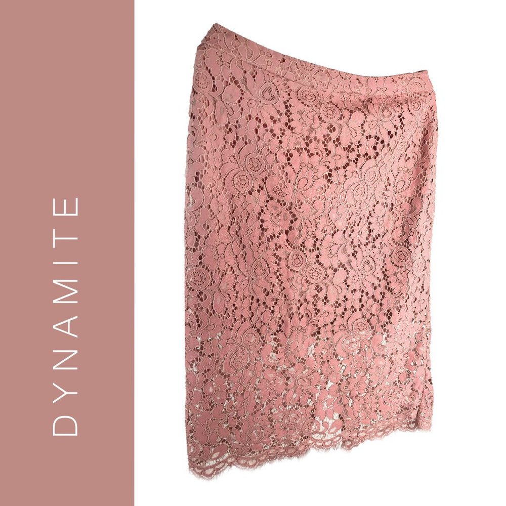 Dynamite Dusty Rose Lace layered lined Midi Skirt Size Medium - Picture 3 of 3